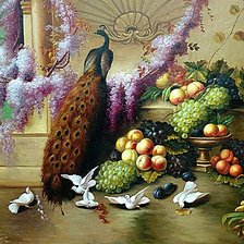 Схема вышивки «Павлин и голуби»