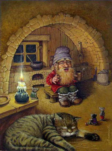 домовой - картина, оберег, домовой - оригинал