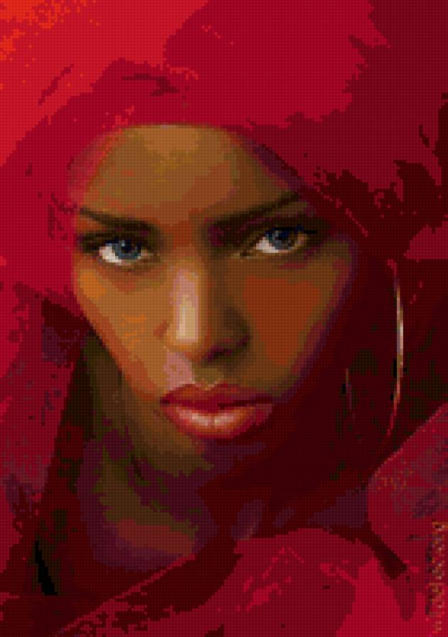 Девушка в красном. - женская красота, мулатка - предпросмотр