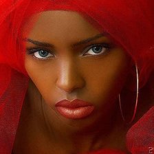 Схема вышивки «Девушка в красном.»