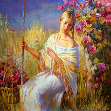 Схема вышивки «На качелях.»