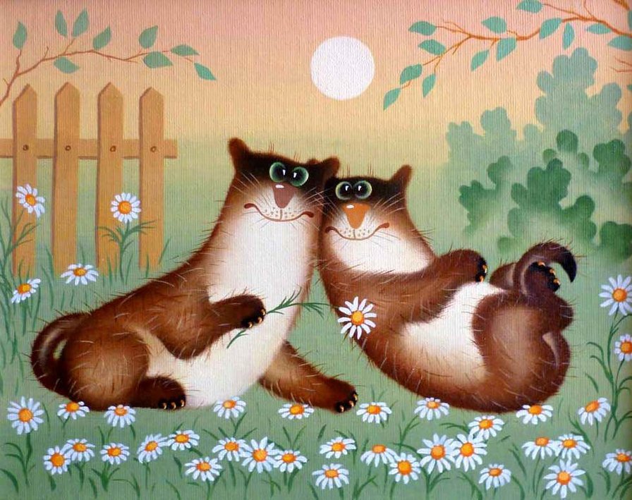 детский рисунок - коты - оригинал