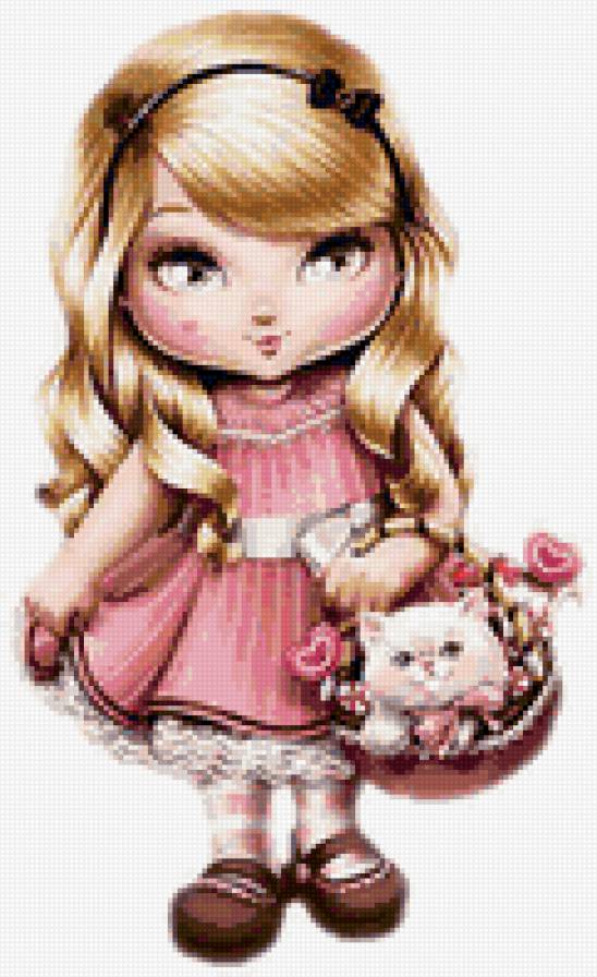 девочка с котенком - предпросмотр