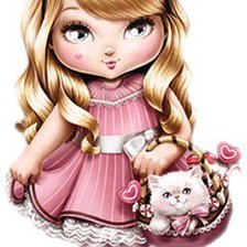 Схема вышивки «девочка с котенком»