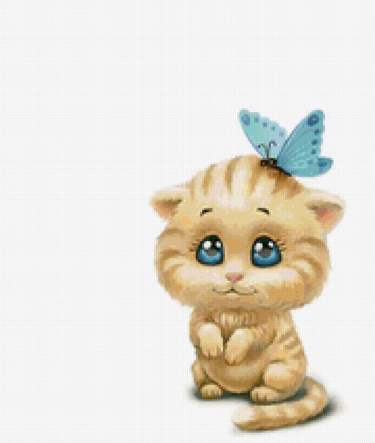 котенок с бабочкой - предпросмотр