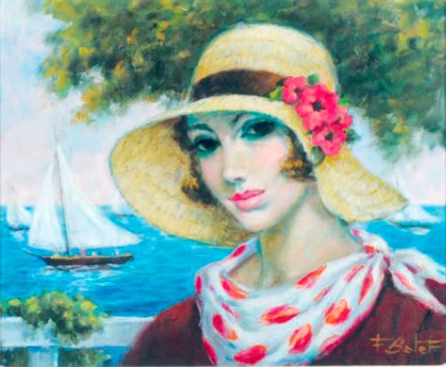 Ретро - живопись, женский образ, francois batet - оригинал