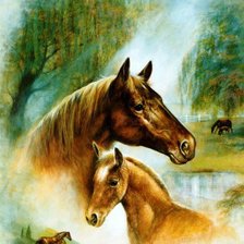 Схема вышивки «кони»