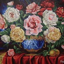 Схема вышивки «Ваза с пионами»