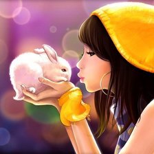 Схема вышивки «Девочка с кроликом»