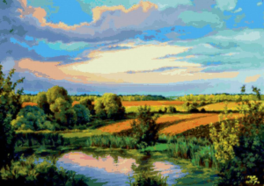 Серия "Пейзаж. Лето" - поле, река, пейзаж - предпросмотр