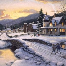 Схема вышивки «Очень красивая зимняя картина)»