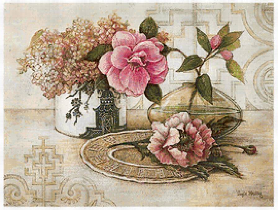 Цветочный винтаж - angela staehling, живопись - предпросмотр