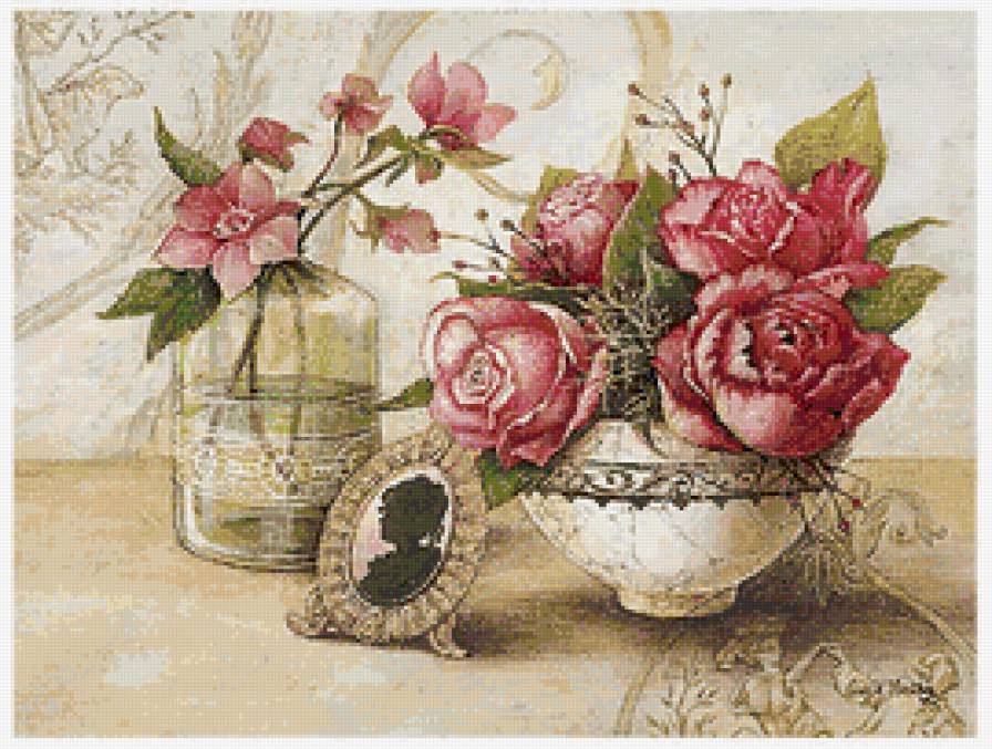 Цветочный винтаж - angela staehling, живопись - предпросмотр