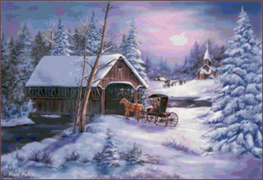 Зима - новый год, дом, зима - предпросмотр