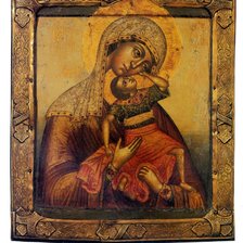 Схема вышивки «Икона" Богоматерь Взыграние младенца"»