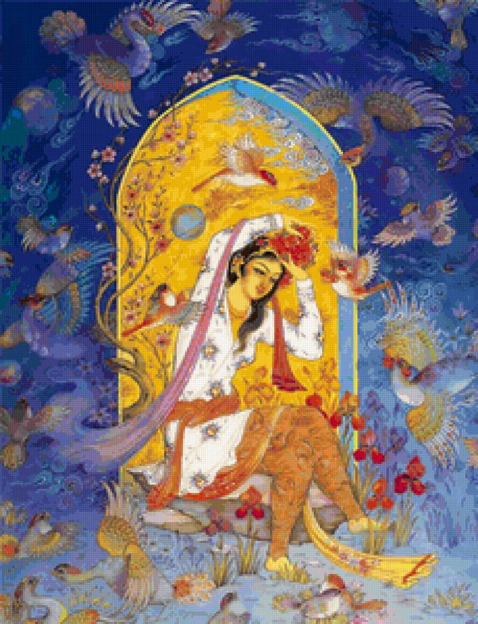 Индийская сказка - птицы, девушка - предпросмотр