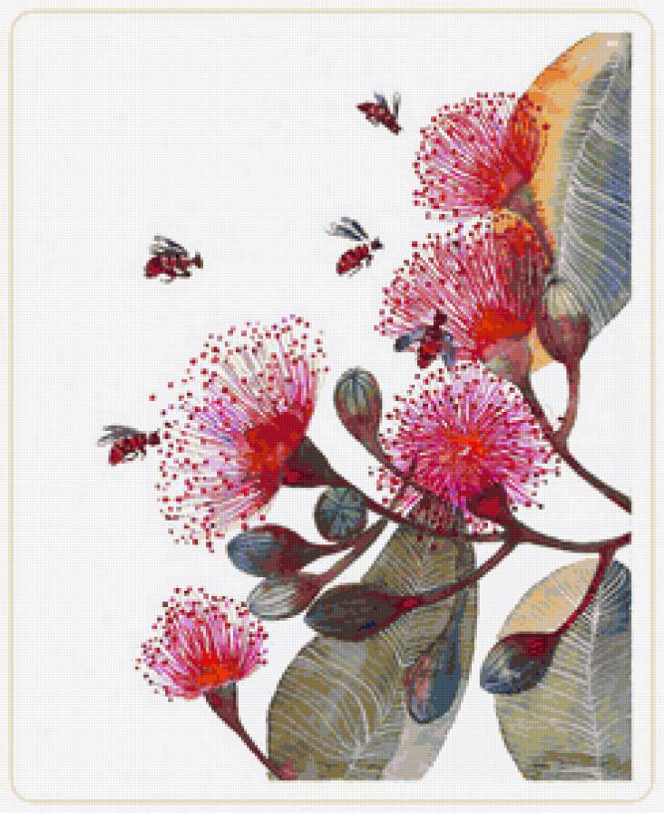 Серия "Пчелы в узорах" - узоры, пчелы, цветы - предпросмотр