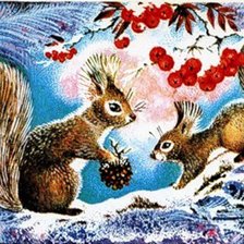 Схема вышивки «Белочки и рябина»