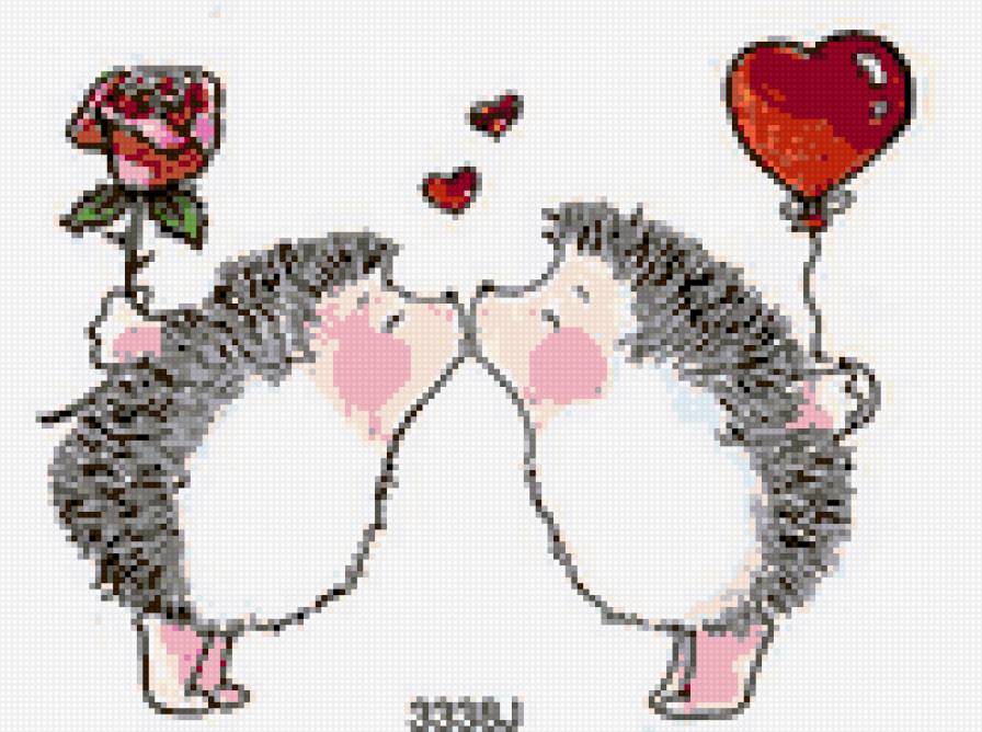 Весёлый ёжик - ромашки, веселый ежик, цветы, валентинка, ежики, ежик, сердечки - предпросмотр