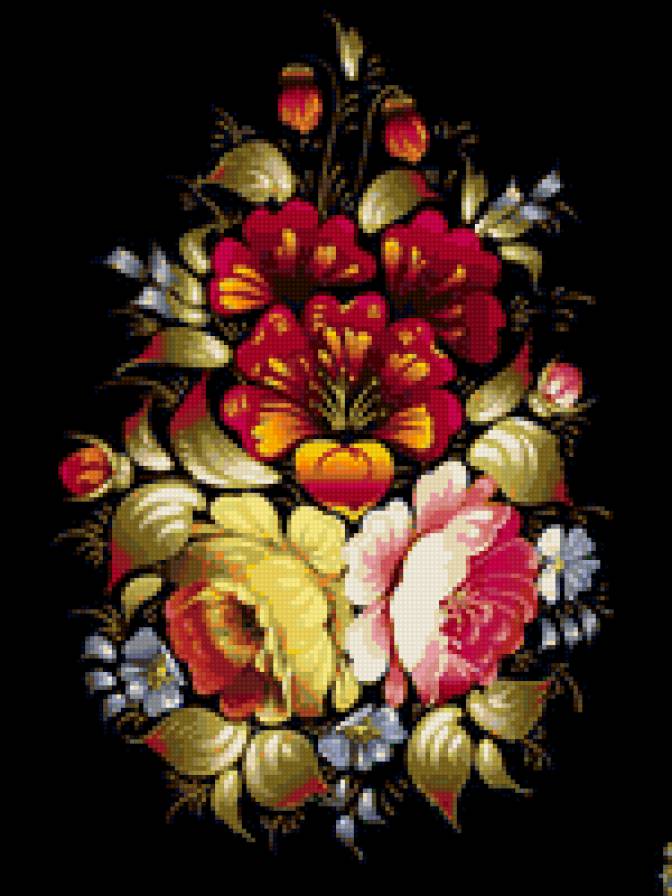 Жостовские мотивы - цветы, букет, роспись - предпросмотр