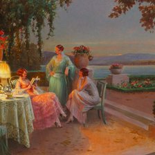 Схема вышивки «Вечерний чай на берегу»