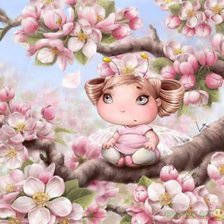 Схема вышивки «девочка в цветах»