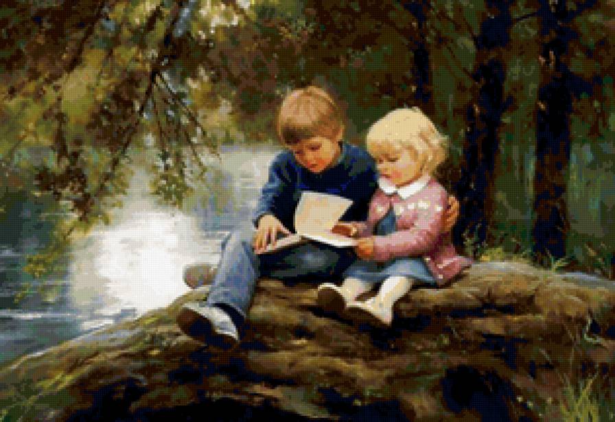 Серия "Очаровашки" - река, пейзаж, дети, лето - предпросмотр