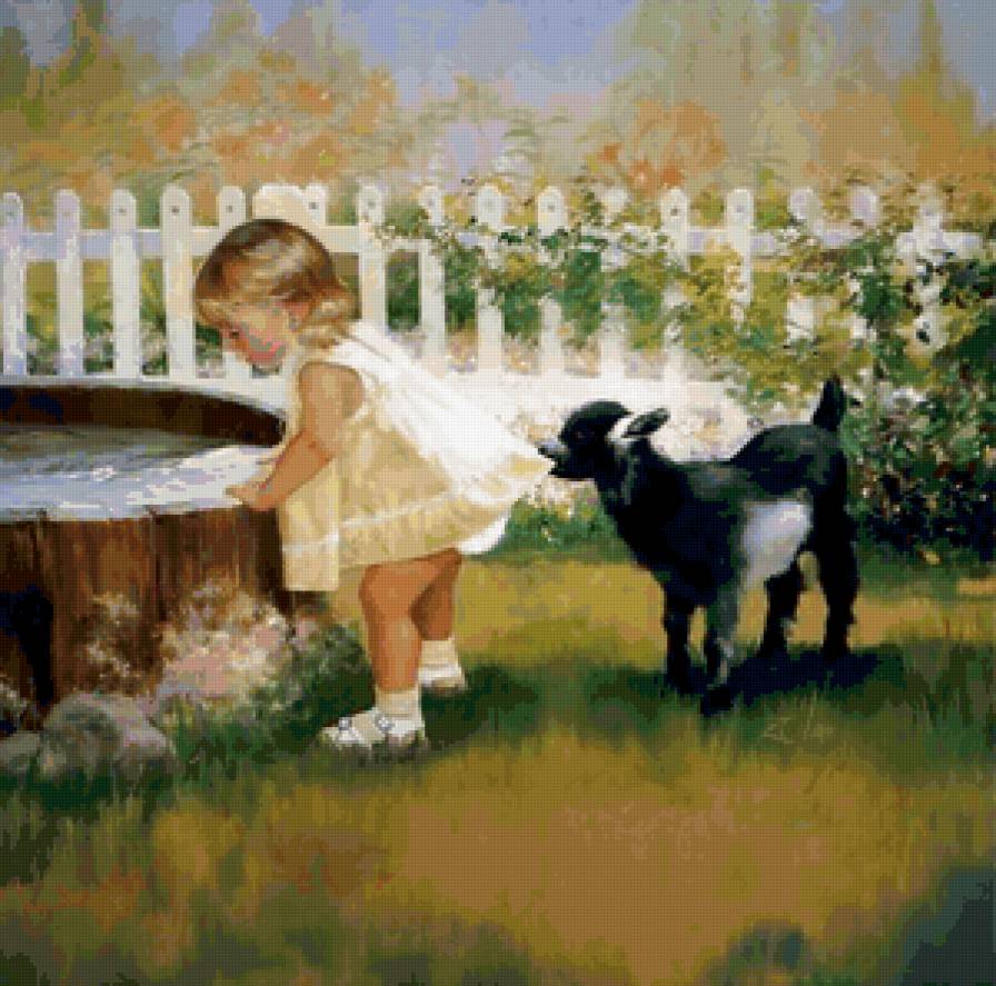 Серия "Очаровашки" - козы, девочка, лето, дети, животные - предпросмотр