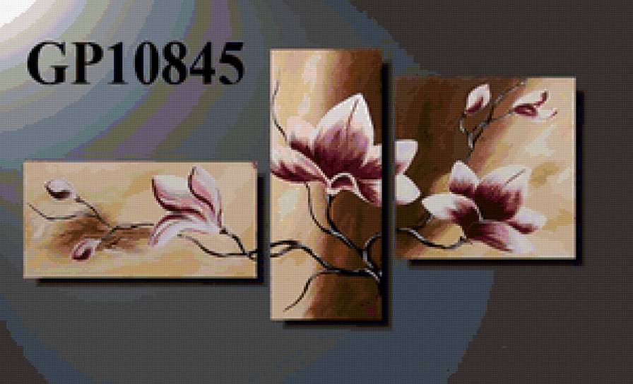 готовый вид - цветы, полиптих - предпросмотр