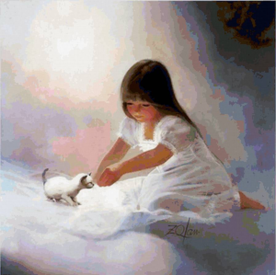 Серия "Очаровашки" - девочка, кошки, животные, дети, котята - предпросмотр