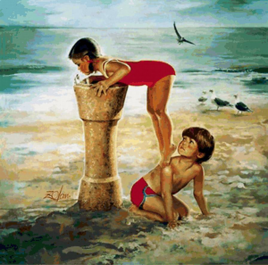 Серия "Очаровашки" - пейзаж, дети, море - предпросмотр