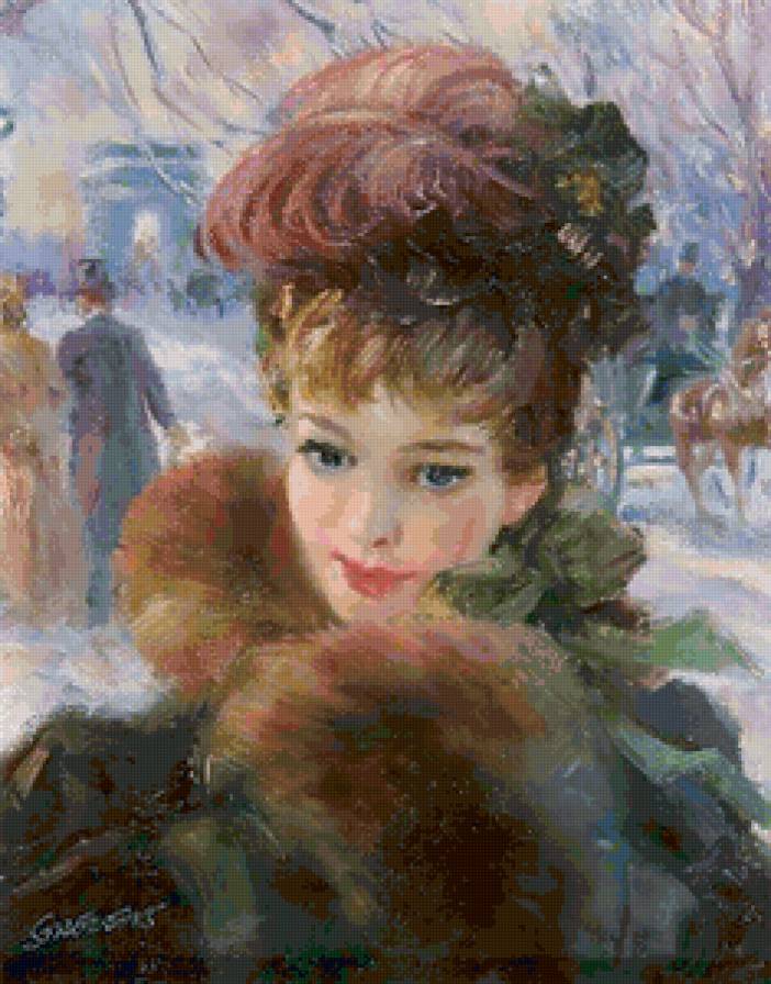 Мадам - девушка, зима, пейзаж - предпросмотр