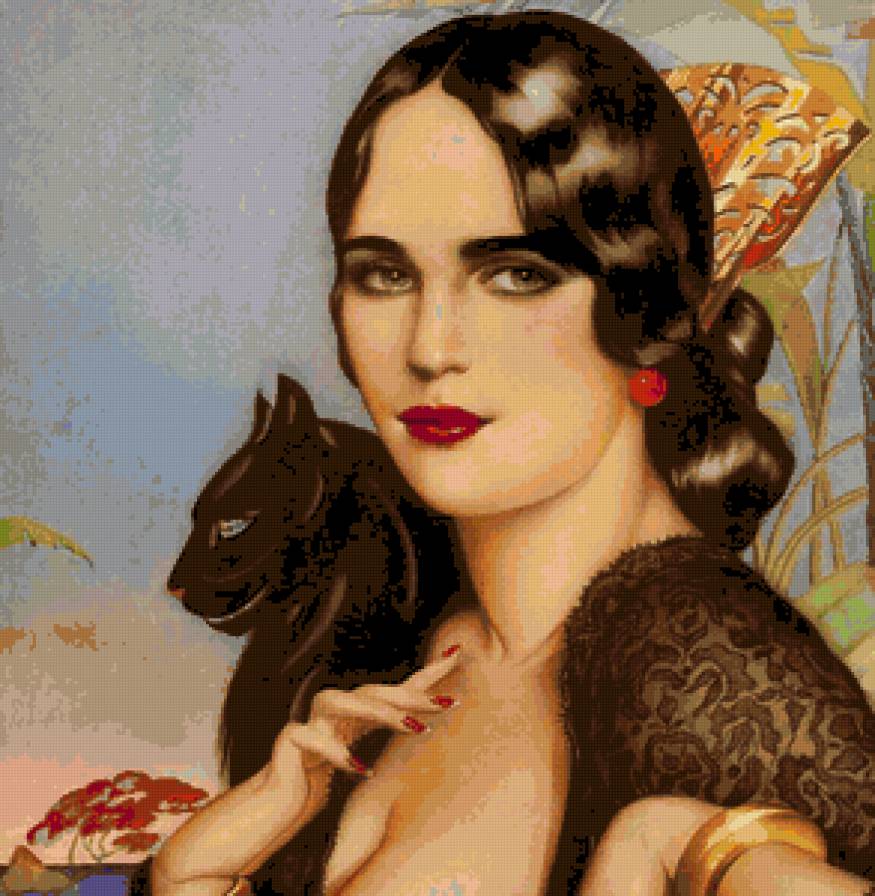 Серия "В американском стиле" - животные, кошки, девушка - предпросмотр