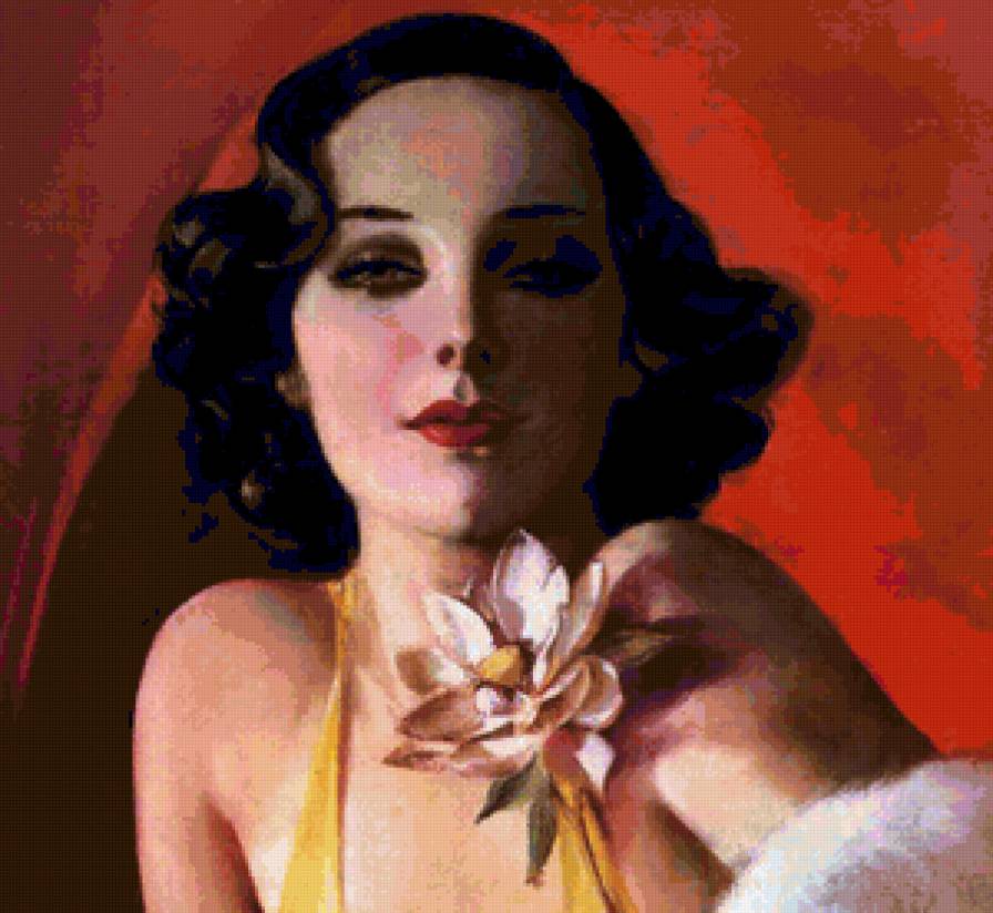 Серия "В американском стиле" - девушка, цветы - предпросмотр