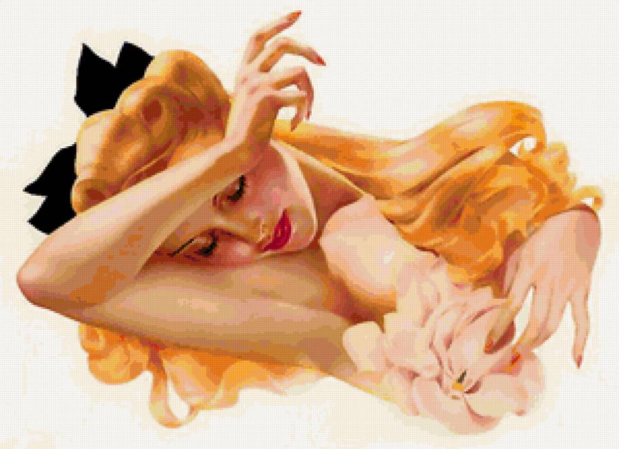 Серия "В американском стиле" - девушка, цветы - предпросмотр