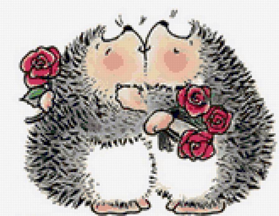 Весёлый ёжик - цветы, ежики, валентинка, ежик, веселый ежик, сердечки, ромашки - предпросмотр