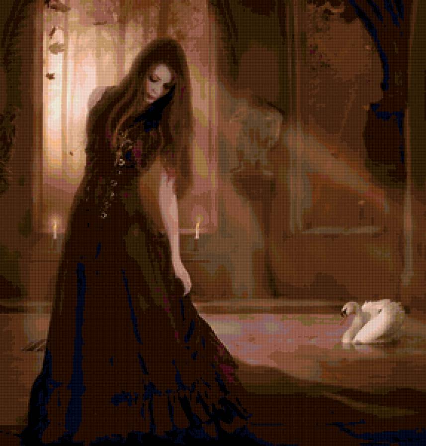 Девушка и лебедь - предпросмотр