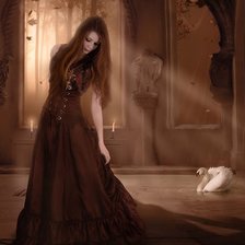 Схема вышивки «Девушка и лебедь»