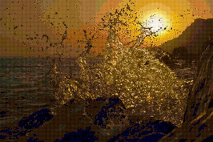 волна - закат, шторм, море - предпросмотр