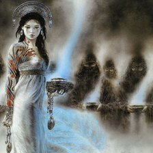 Схема вышивки «девушка и тени»