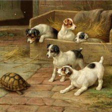 Схема вышивки «щенки и черепаха»