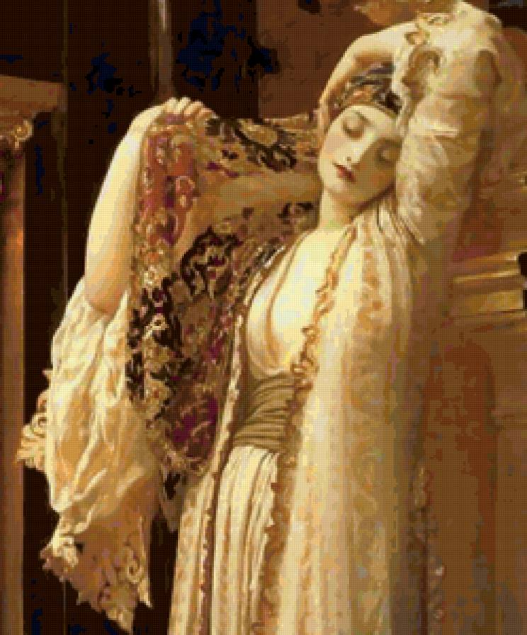 Leighton - Light of the Harem, 1880 (часть) - живопись, картина, девушка, портрет - предпросмотр