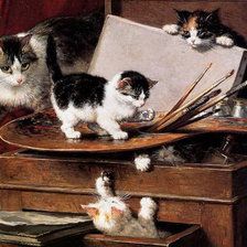 Схема вышивки «Котята художники»