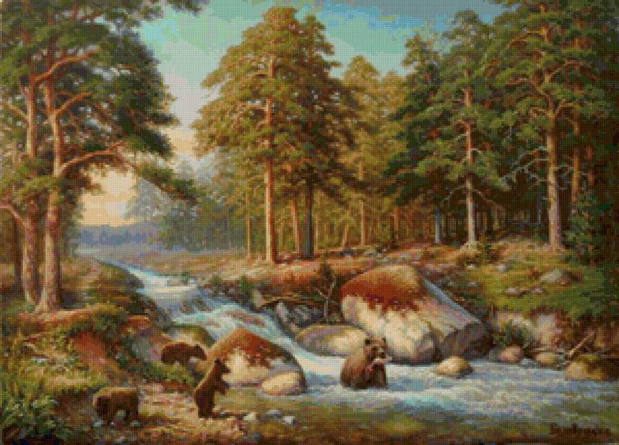 Пейзаж, медведи - пейзаж, медведи - предпросмотр