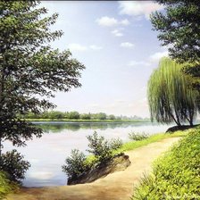 Схема вышивки «Пейзаж, река»