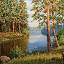 Схема вышивки «Пейзаж, река»