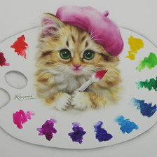 Схема вышивки «Котенок художников»