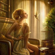 Девушка и птичка