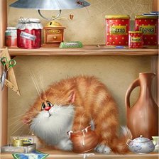 Схема вышивки «Кот и сметана»