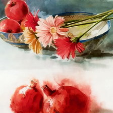 Схема вышивки «гранат и герберы»